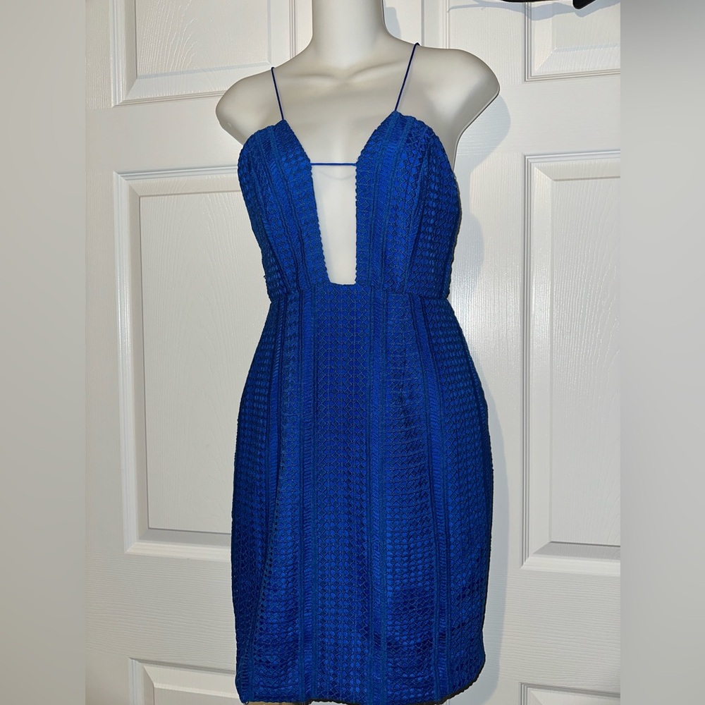 Style stalker S riviera cobalt Blue Women's Dress deep V neck stylestalker